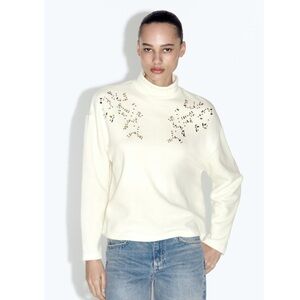 NWT Zara Woman JEWEL SOFT JEWEL TOP Sweatshirt Size S Small